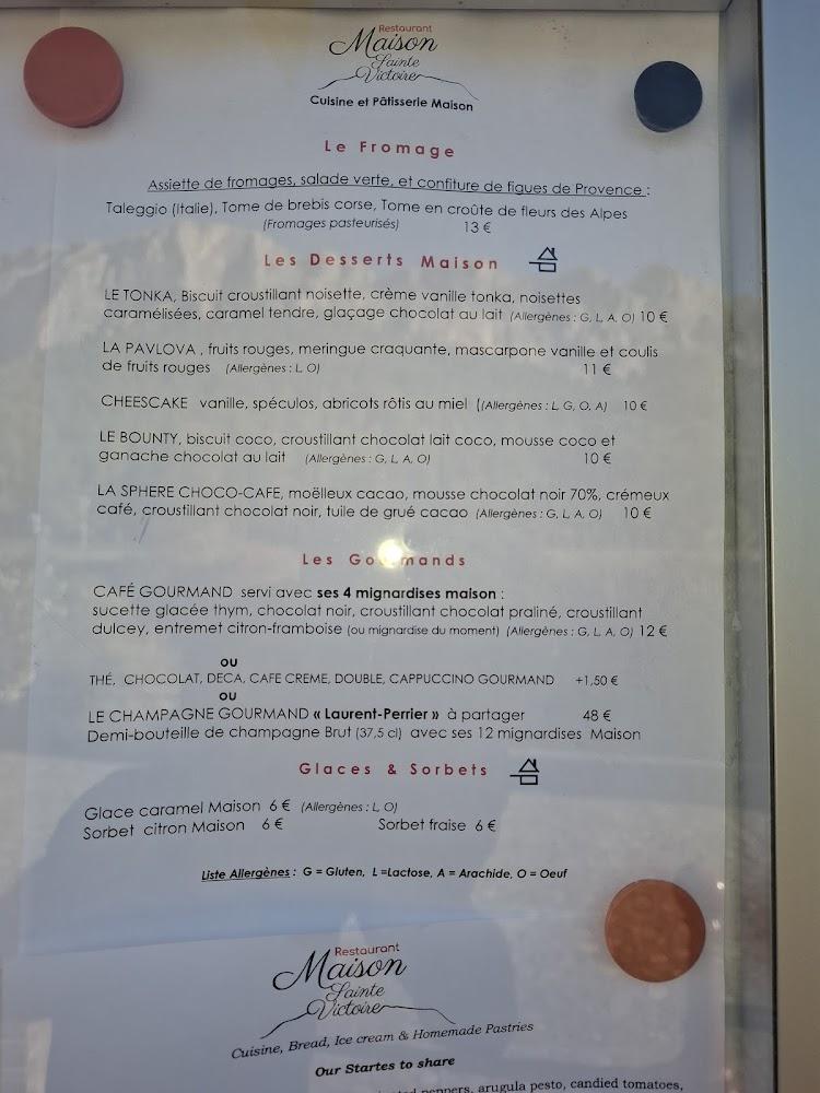 Restaurant Maison Sainte-Victoire - Menu Image 3